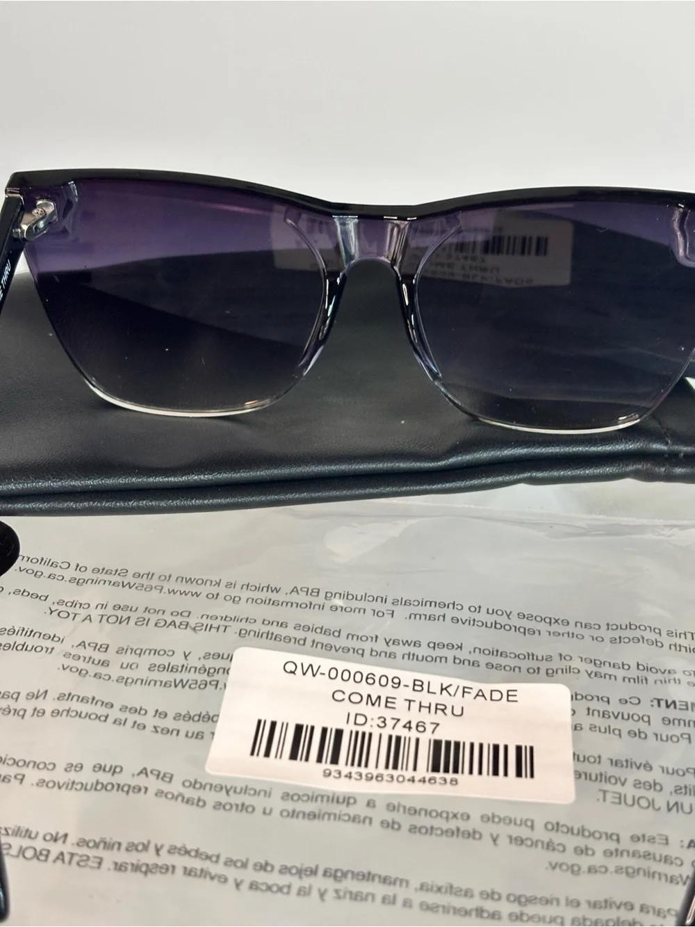 QUAY Come Thru Oversized Sunglasses Black Fade Gradient UV NWT